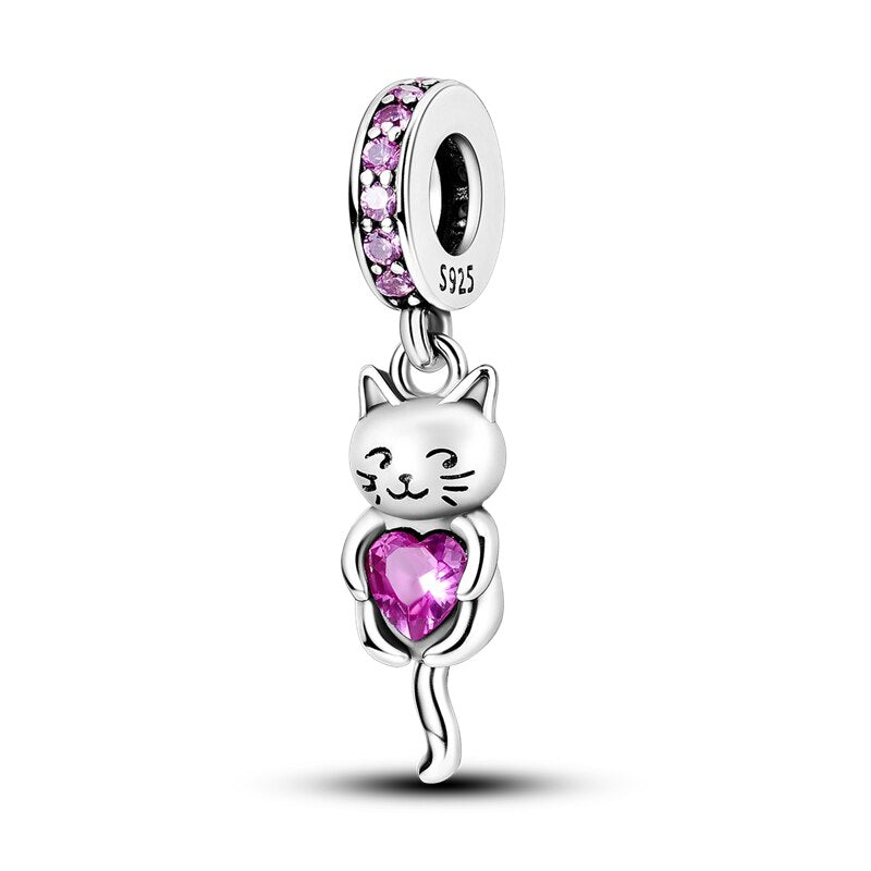 Cat with Pink Gem Charm