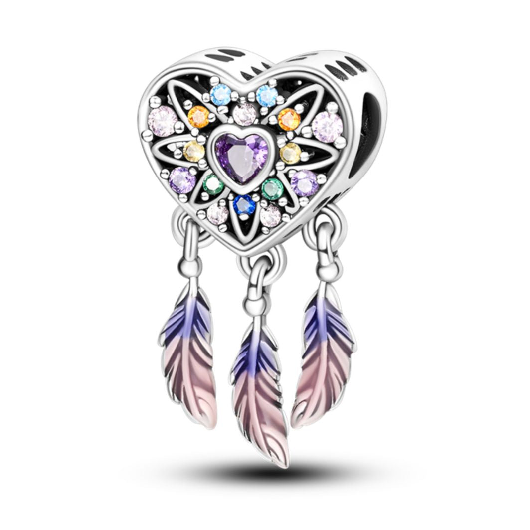 Colourful Heart Dream Catcher Charm