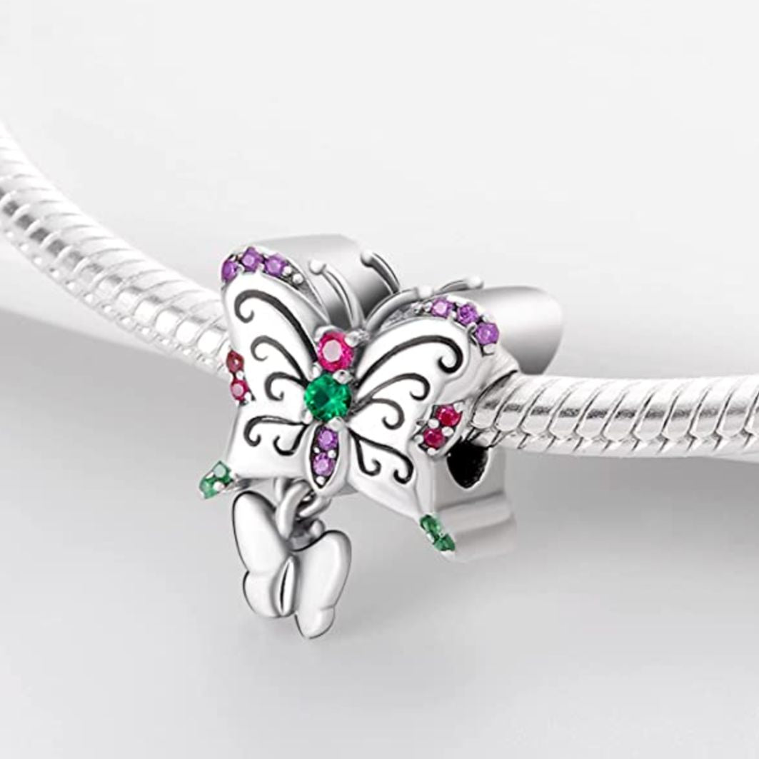 Purple and Green Butterfly Charm