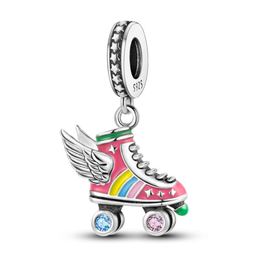 Roller Skate with Angel Wings Charm