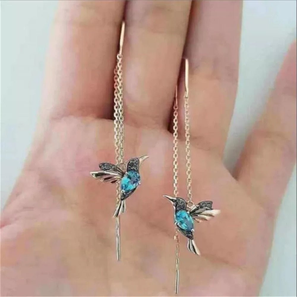 Humming Bird Drop Earrings - Charmsey