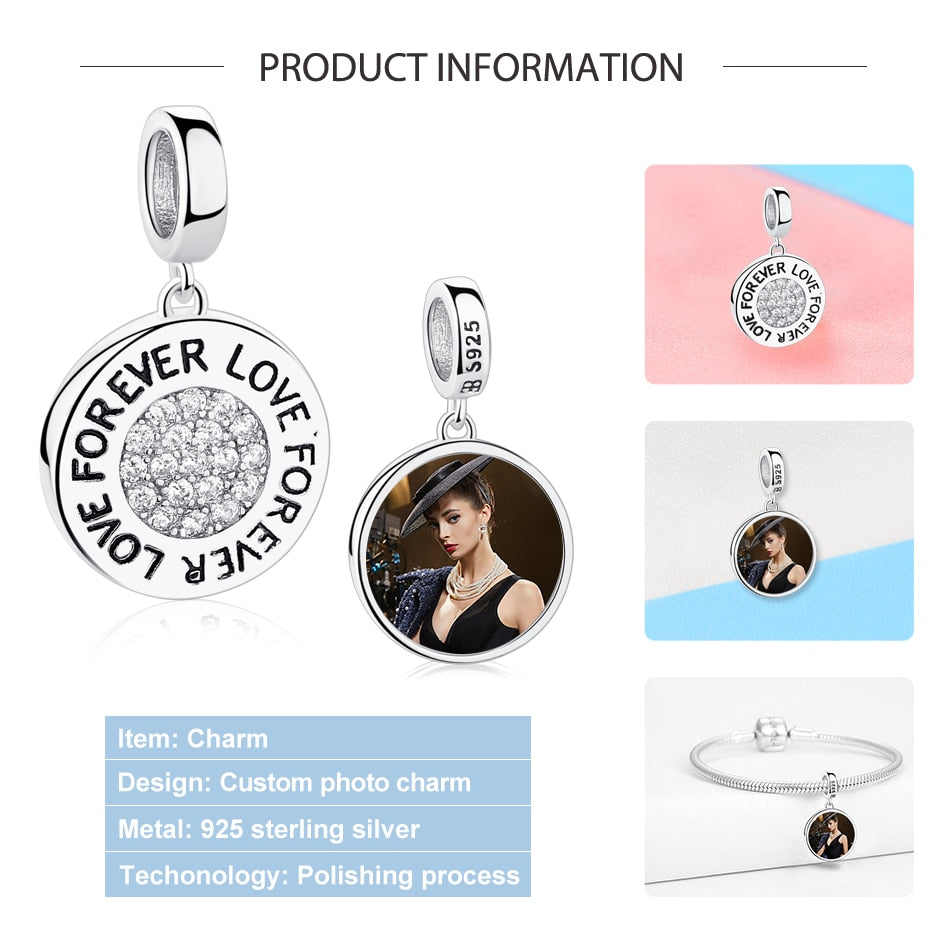 Forever Lover" Custom Photo Charms – Keep Your Memories Close, Always.