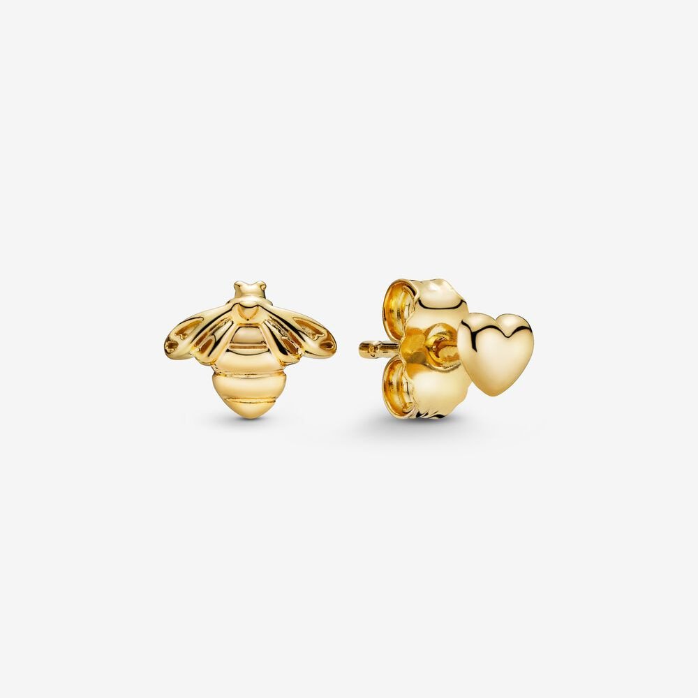 14K Plated Gold Bee Earrings - Charmsey