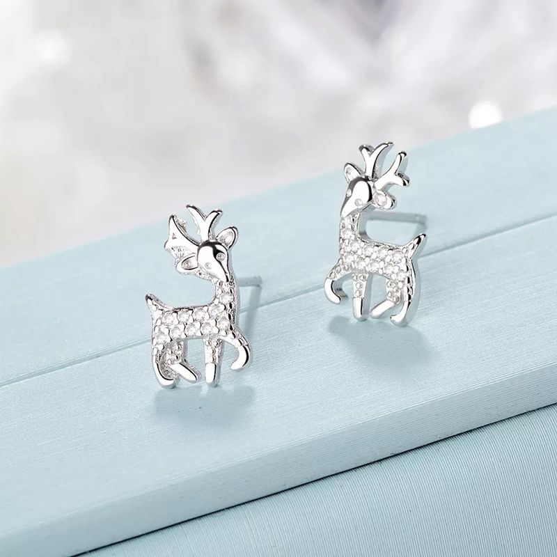 Full Silver Deer Earrings - Charmsey