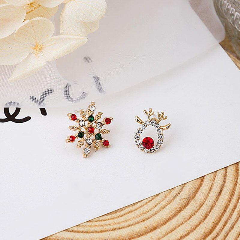 Christmas Deer and Snowflake Earrings - Charmsey