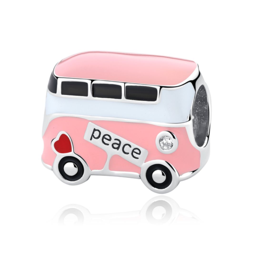 Pink Peace Bus Charm