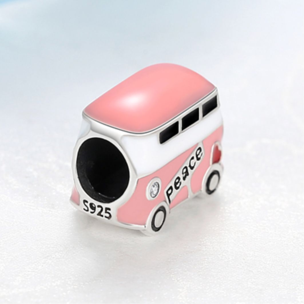 Pink Peace Bus Charm