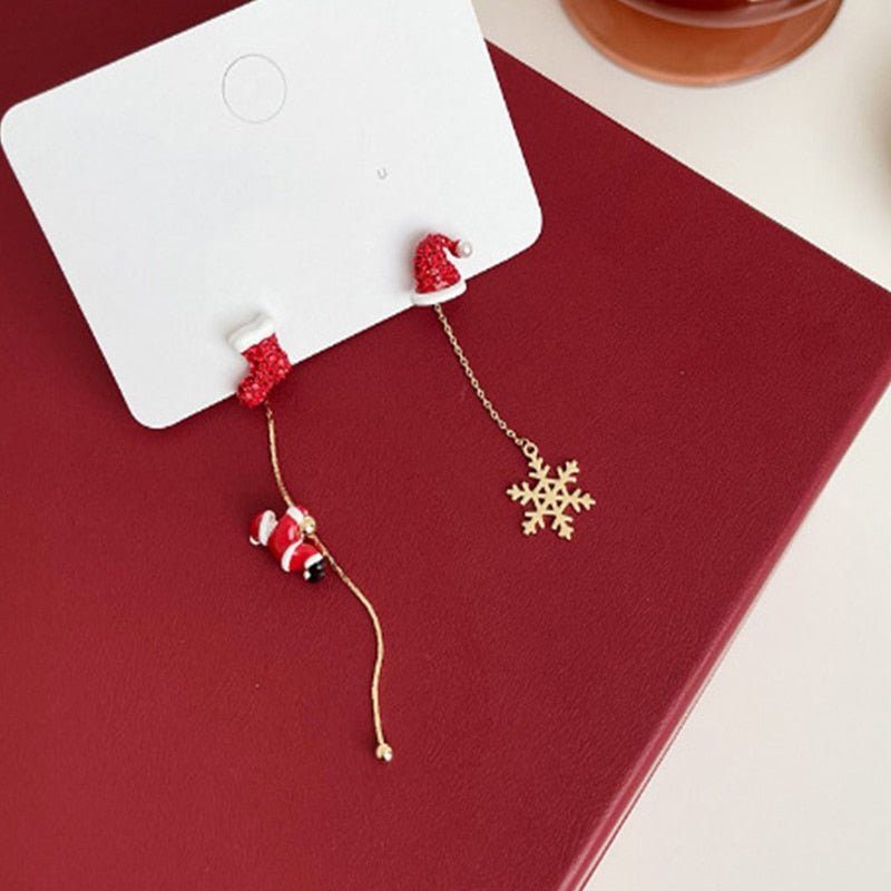 Moving Santa Claus Tassel Earrings - Charmsey