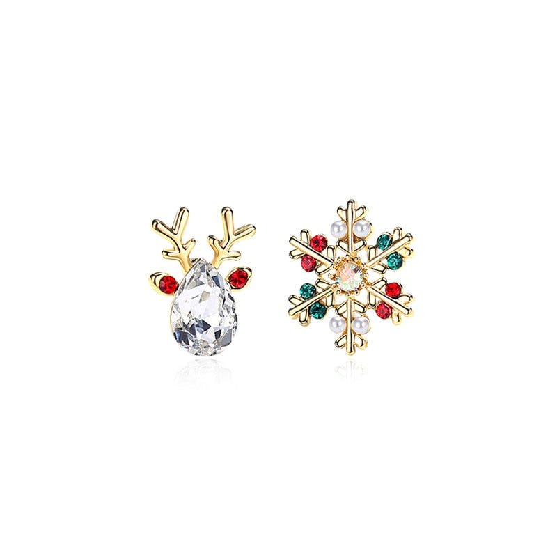 Christmas Deer and Snowflake Earrings - Charmsey