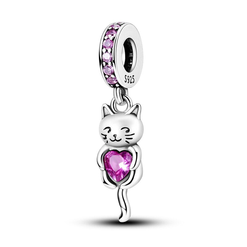 Cat with Pink Gem Charm