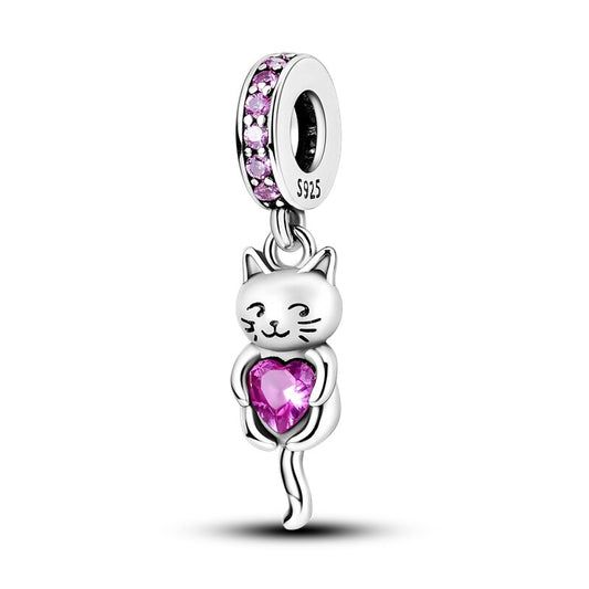 Cat with Pink Gem Charm